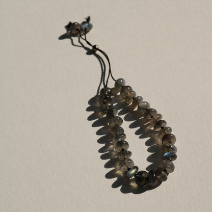Labradorite, Pebbles Bracelet (black silk)